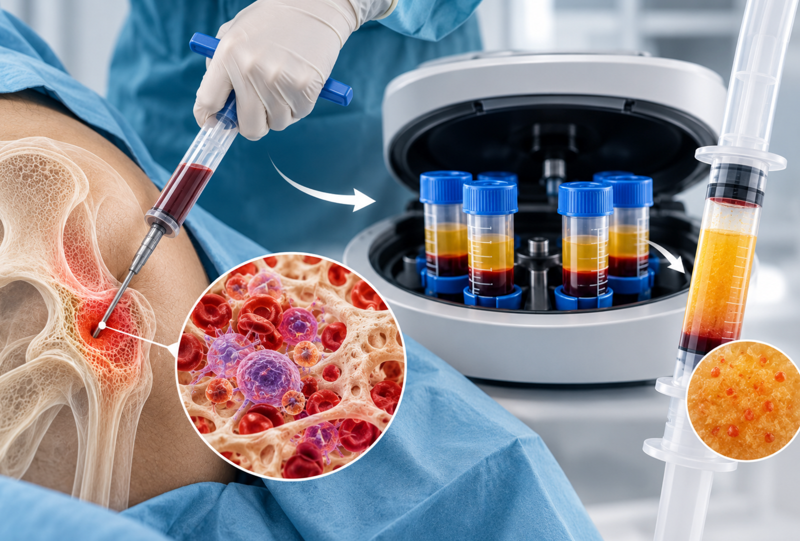 Procedimento de BMAC, concentrado de medula óssea