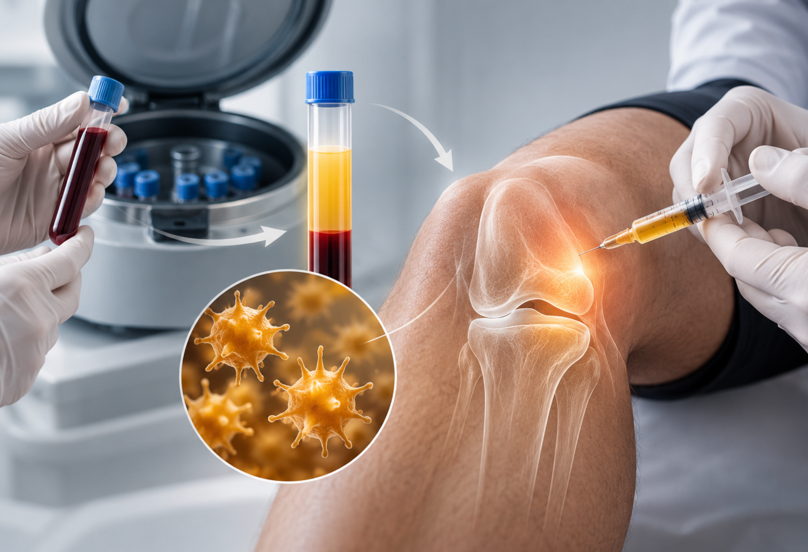 Aplicação de PRP (plasma rico em plaquetas) guiada por ultrassom